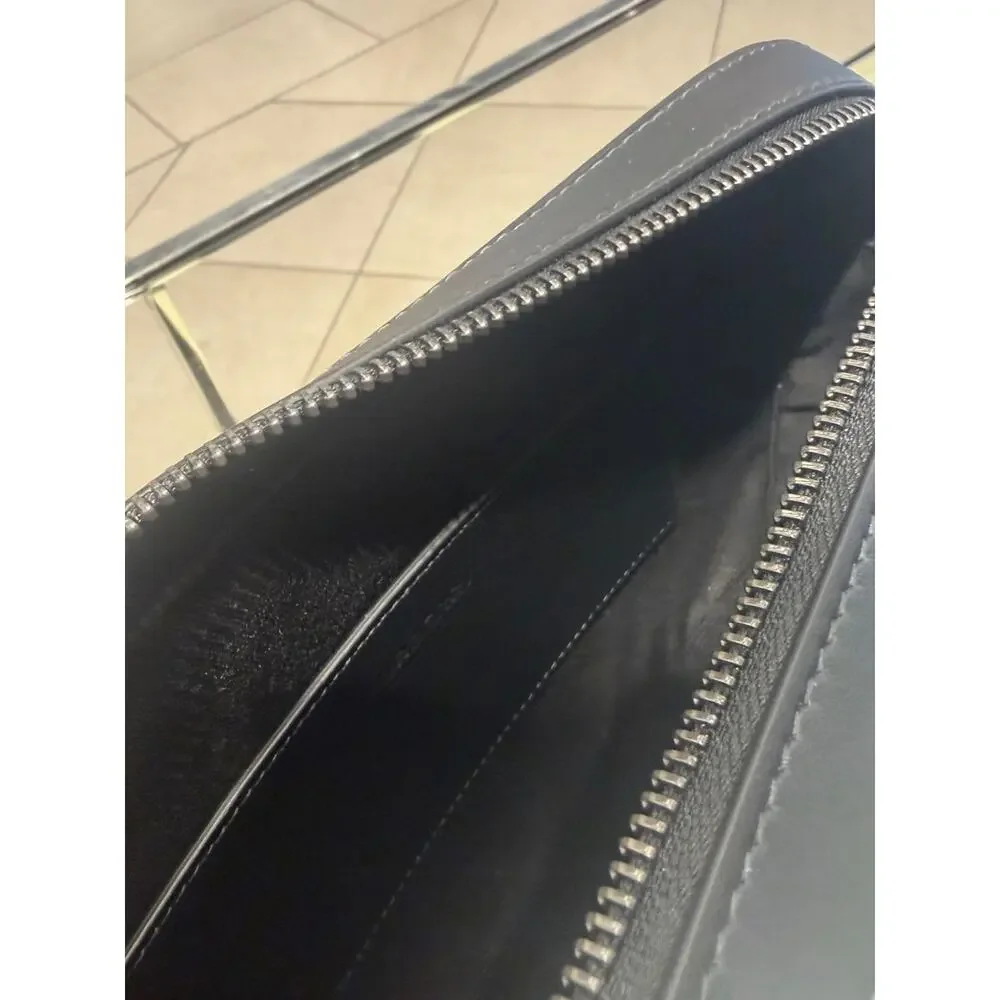 Burberry Black charcoal Check Leather Messenger Bag
